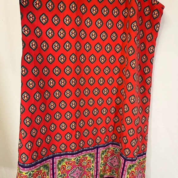 Skies Are Blue Mini Tank Dress Orange Retro Print Sheath Dress Strappy Size L - Picture 4 of 8